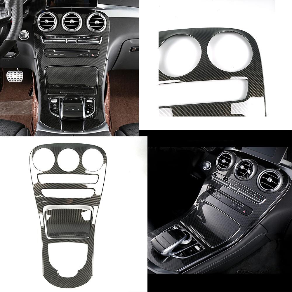 Garniture de couverture de décoration de panneau de Console centrale de voiture pour Mercedes Benz classe C W205 GLC X253 autocollant d'aspect de carbone ajouter sur