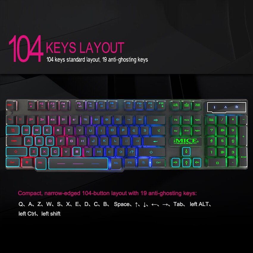 iMice Gaming Keyboard Imitation Mechanical Keyboard with Backlight Russian Gamer Keyboard Wired USB Game keyboards for Computer