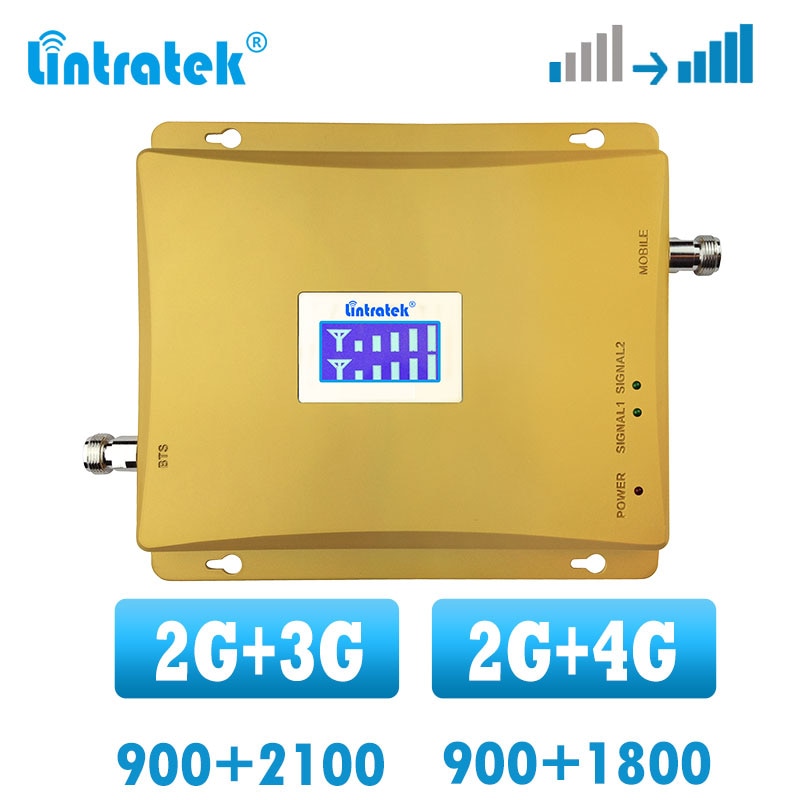 lintratek 2g 4g LTE 1800 DCS Cellular signal booster GSM 900 2g 3G UMTS WCDMA repeater 900 2100 Dual band cellphone amplifier