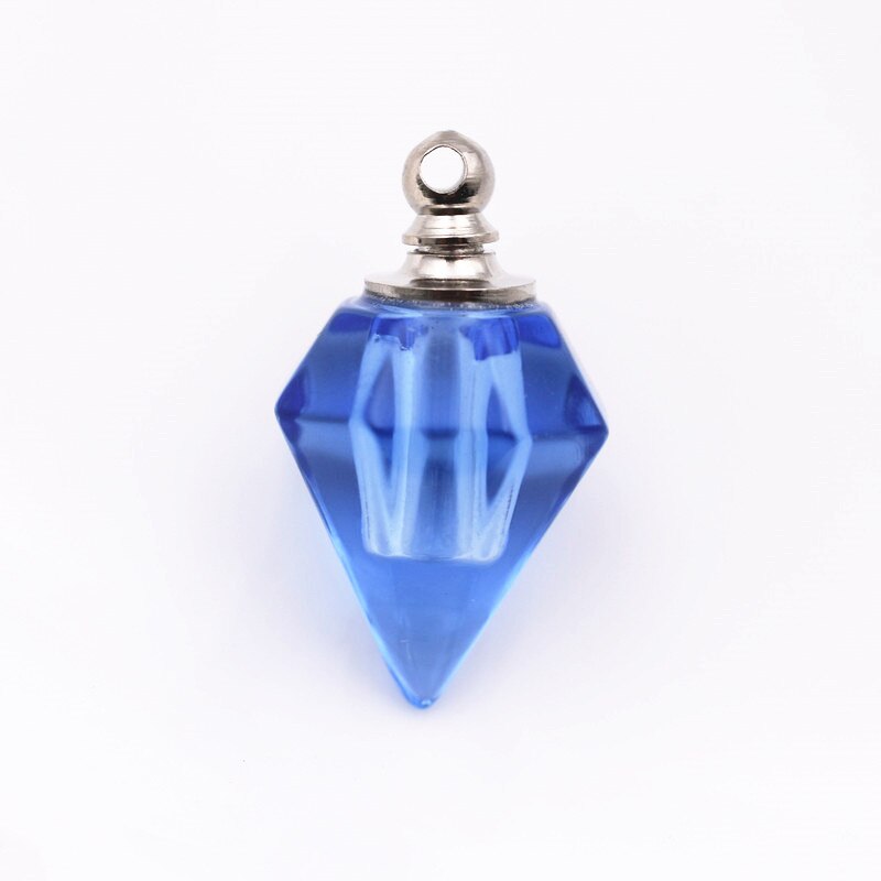 5 peças 23*13mm vidro vail pingente colar de cristal de vidro pingente perfume garrafa nome na arte do arroz encantos artesanal diy jóias: blue color