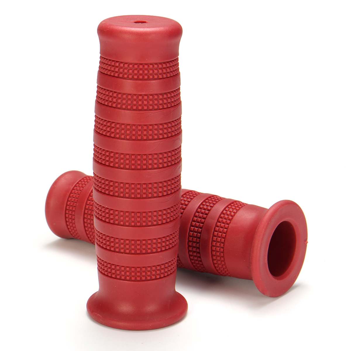 1 paar Universele 7/8 "22mm Motorcycle Bike Rubber Stuur Hand Grip Cafe Racer Bobber Clubman Custom Moto Hand grips Bar: Rood