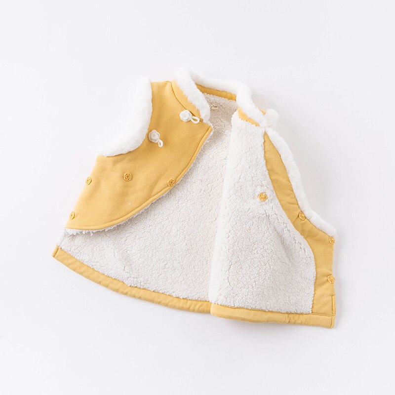 DBJ15558 Dave Bella Winter Kids Meisjes Chinese Stijl Bloemen Borduren Gewatteerde Jas Kinderen Mode Mouwloze Vest