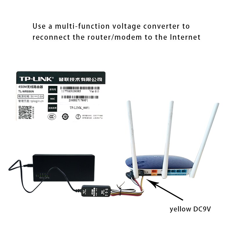 Mini portable UPS 5V/9V/12V DC output power supply, built-in 57.72WH lithium battery, suitable for CCTV and modem equipment