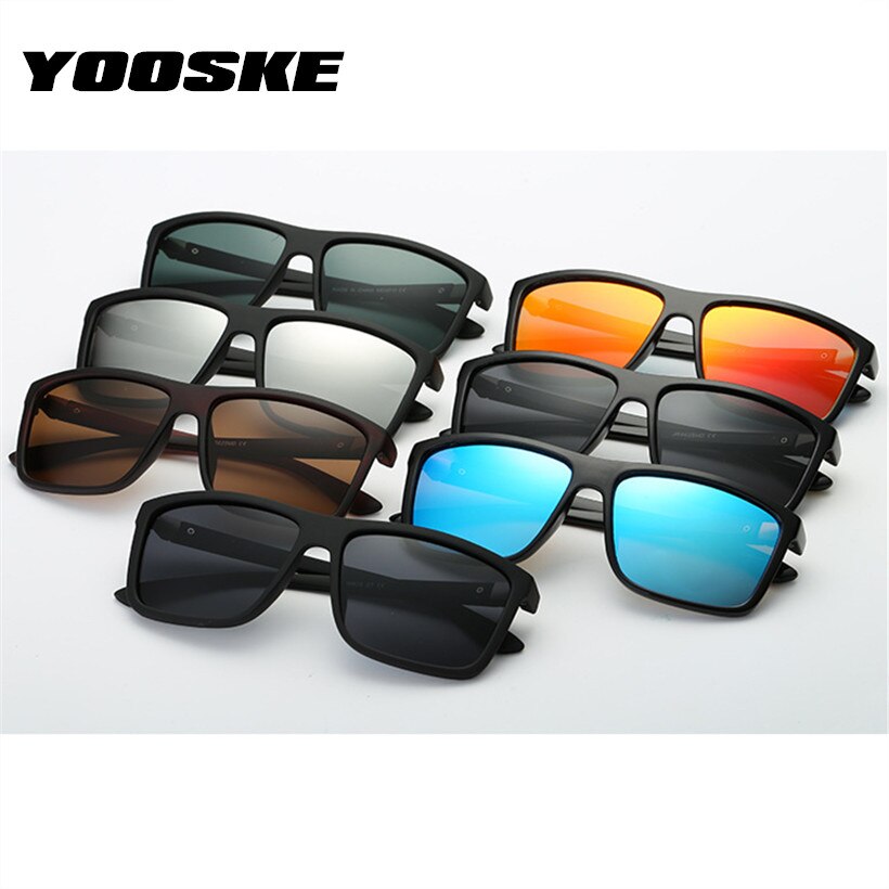 YOOSKE Retro Polarized Sunglasses Men Classic Brand Driving Sun Glasses Male Rectangle Sunglass UV400