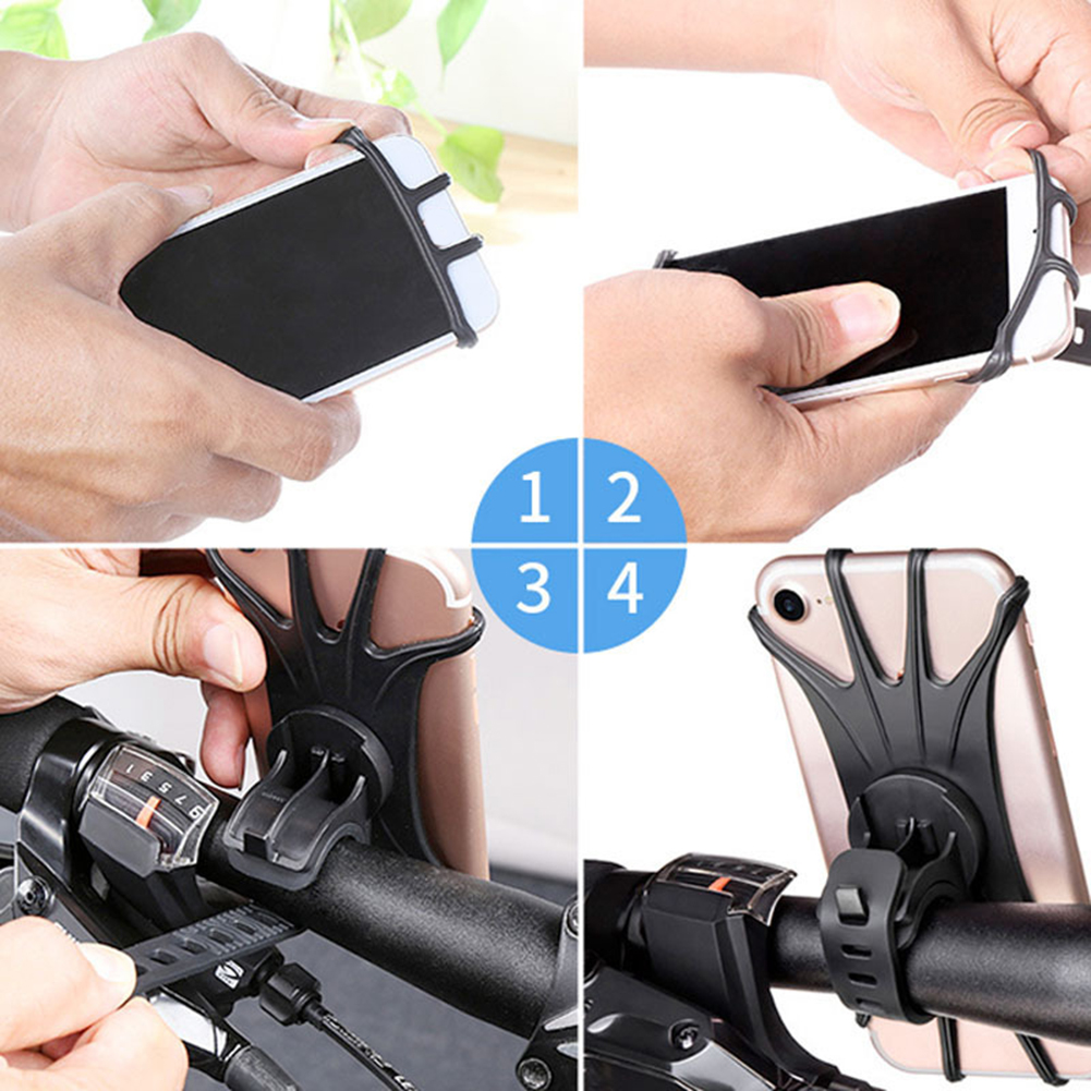 Bike Phone Holder 360° View Universal Motorcycle Bicycle Phone Holder Silicone Shockproof Bracket GPS Clip Mobile Phone Stand