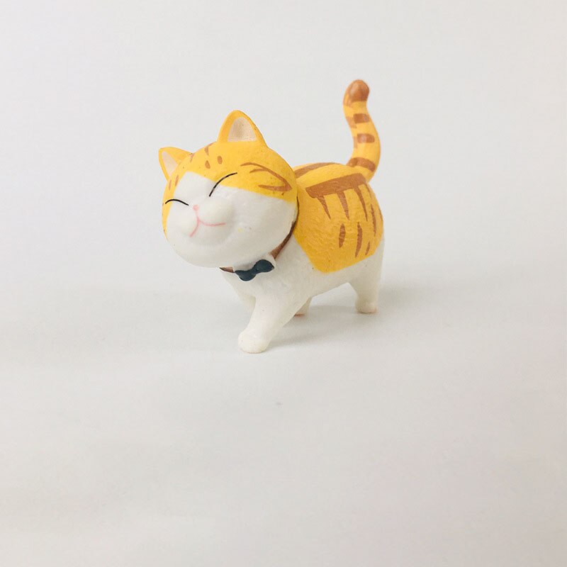Figuras de miniaturas de animales en PVC, 1 Uds., figuras de gatos con cascabel japonés, adornos artesanales creativos para decoración del hogar: 8