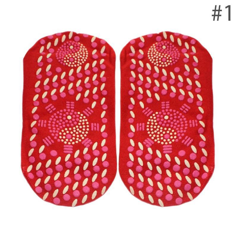 Magnetiske sokker terapi komfortable selvopvarmende sundhedspleje sokker turmalin åndbar massager vinter varme fodpleje sokker: Rød