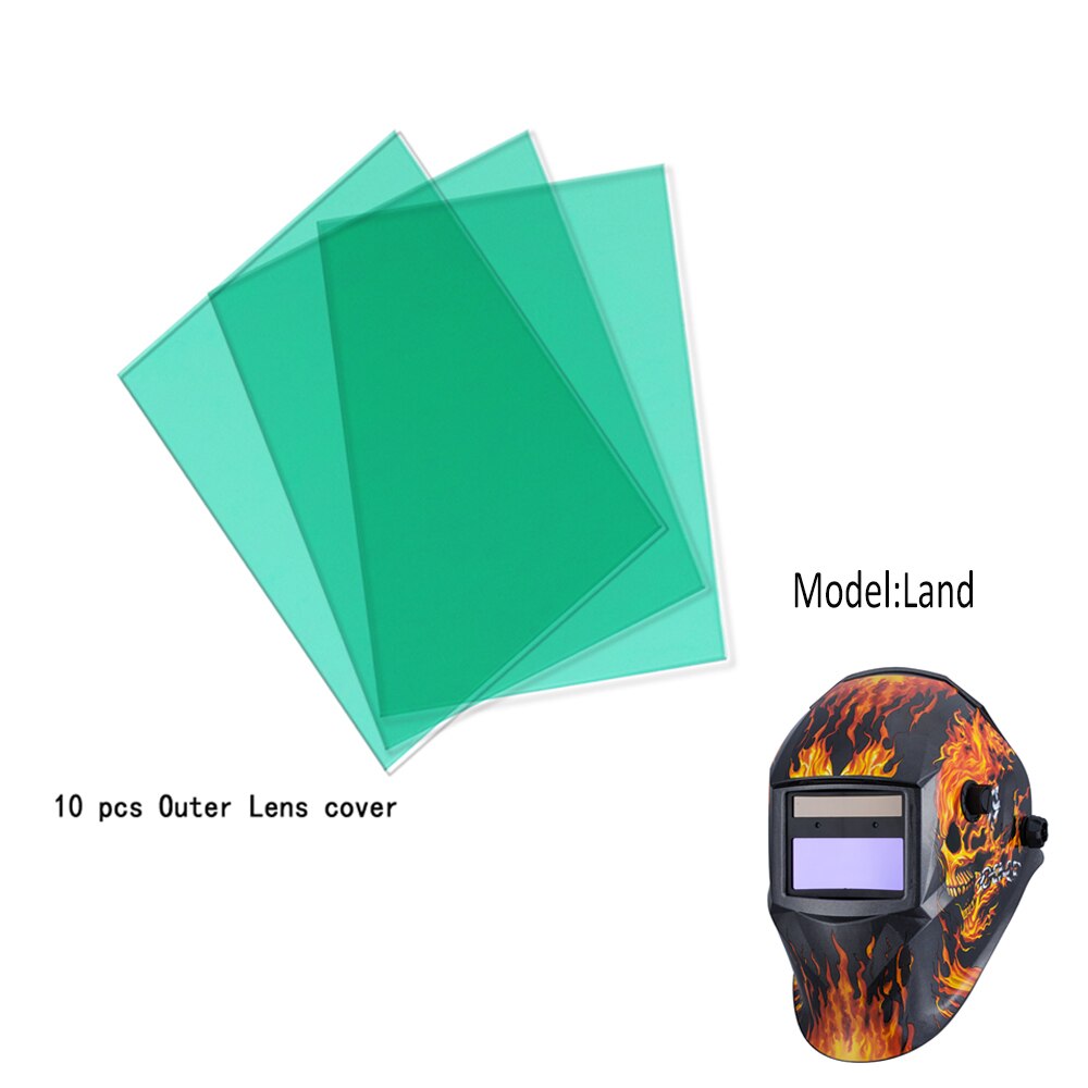 10pcs/Lot Outside Protective Lens Cover Transparent Welding Helmet Plastic Plate Lens for Darkening Welding Mask Helmets: Land inside Film