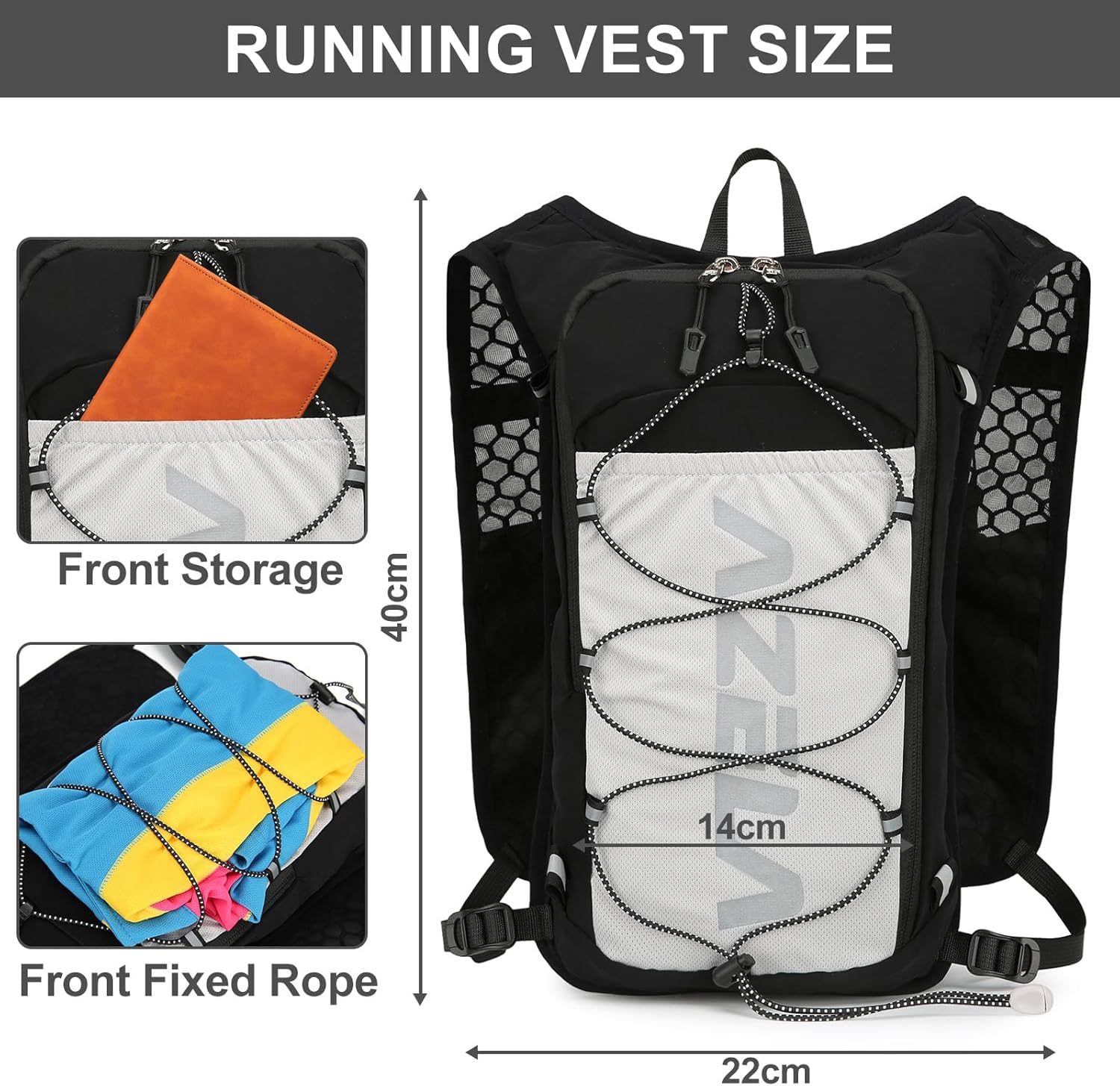 Laufweste für Damen und Herren, leichter Trinkrucksack mit 2L Wasserblase, hydro-Tagesrucksack zum Wandern, Trailrunning, Skifahren