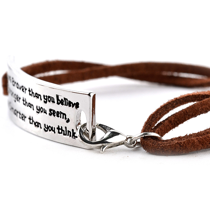 Rinhoo "vous êtes plus courageux que vous ne le croyez plus fort que vous semblez" Bracelet en cuir inspirant bijoux de Bracelets hommes