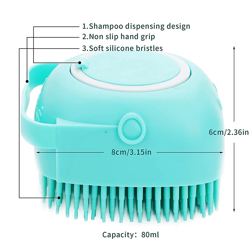 Brosse de douche en Silicone pour chien et chat, distributeur de shampoing pour animaux de compagnie, masseur, brosse de bain, salle de bain, lavage des chiots, brosse de toilettage, accessoires pour chiens