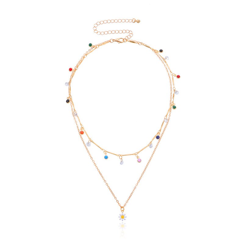 Nowe koreańskie piękne kwiaty Daisy kolorowe zroszony urok komunikat krótki Choker naszyjnik dla kobiet biżuteria wakacje: SP1369-3-1