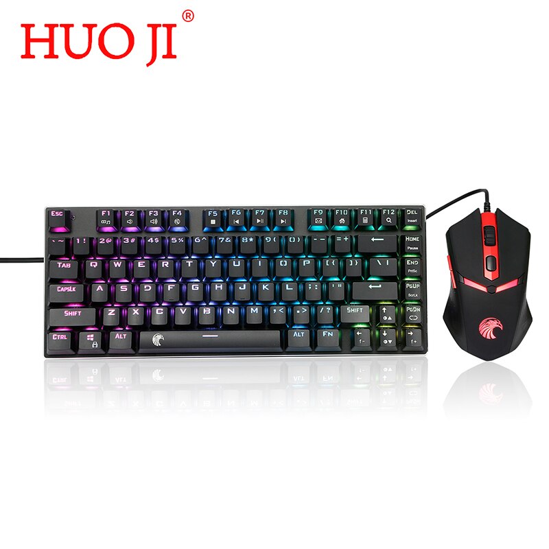 HUO JI Z-88 Mechanical Keyboard Mouse Combo 2 in 1 Blue Switch TKL Keyboard 3200 DPI Mice Gaming Set