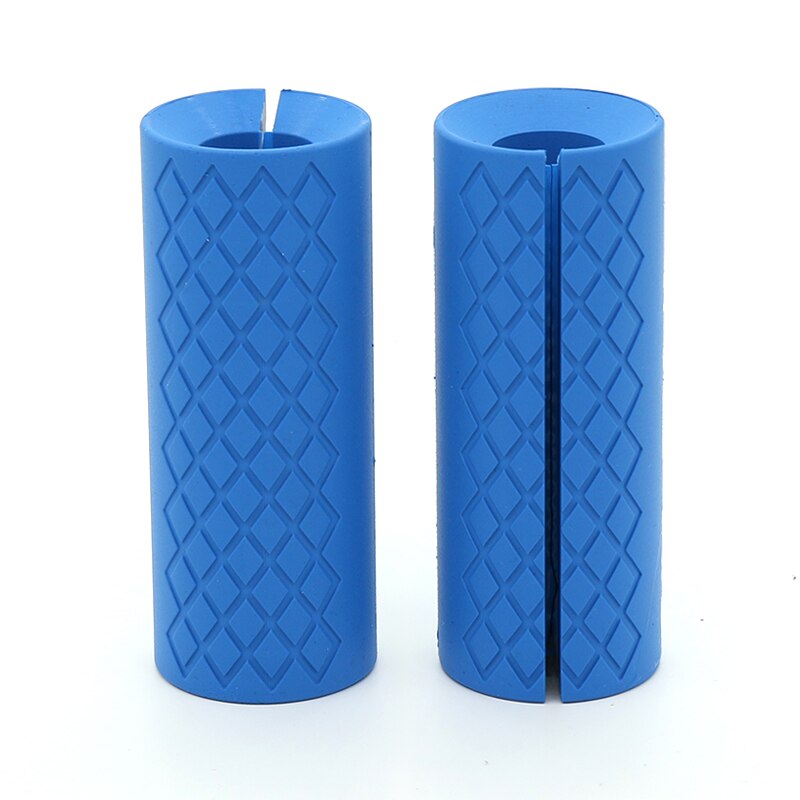 Silicone Gym Dumbbells Barbell Bar Thicken Weightlifting Non-Slip Hand Grip Ring Grippers Strength Training: 1 pair Long blue