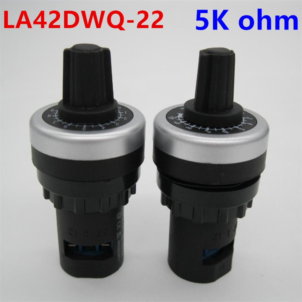 LA42DWQ-22 5K Ohm 22mm Diameter Variable Speed Drive Potentiometer vsd pot Converter Governor Inverter Resistance Switch 5K