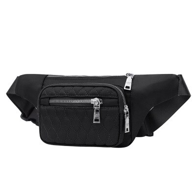 Casual heuptas voor dames, waterdichte nylon heuptas, telefoonhoesje, borsttas, damestas met brede band, damestas met klep, crossbodytas: Zwart