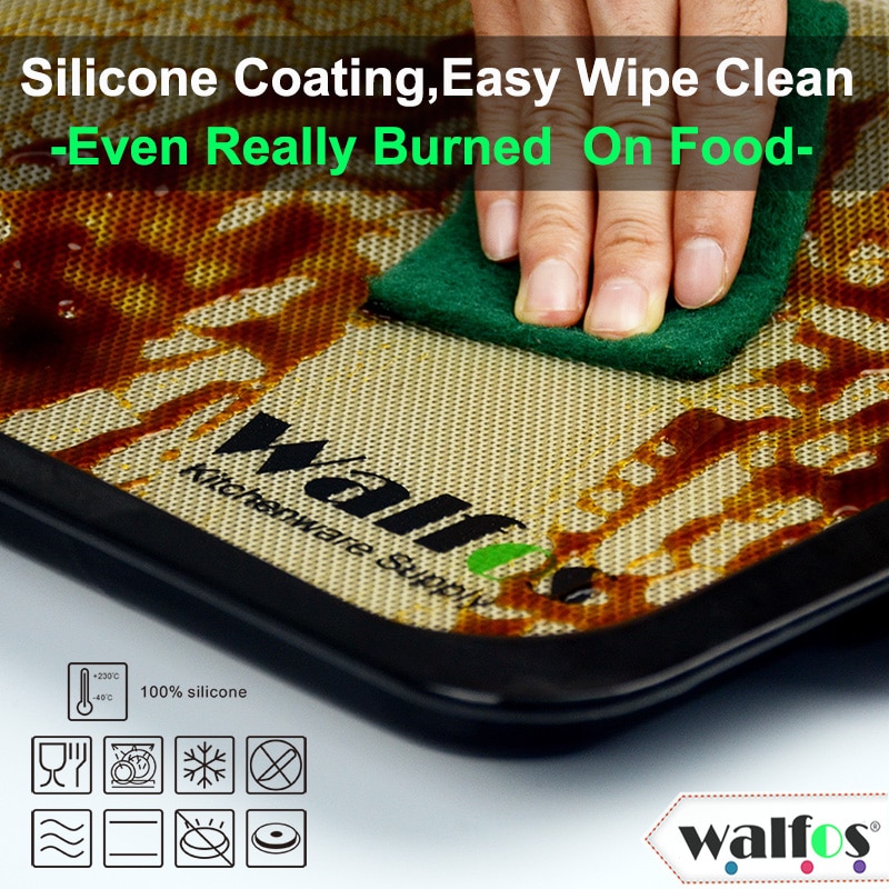 Walfos Non-stick Siliconen Bakken Mat Pad Vel Bakken Gebak Gereedschap Rolling Deeg Mat Grote Maat Voor Cake Cookie macaron