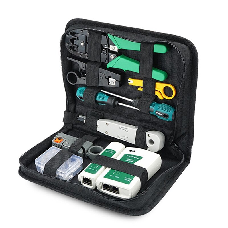 Network Cable Repair Tool Kit Set Rj45 Rj11 Cat6 Cable Tester Test Crimper Crimping Maintenance Stripper Tool Kit: Default Title