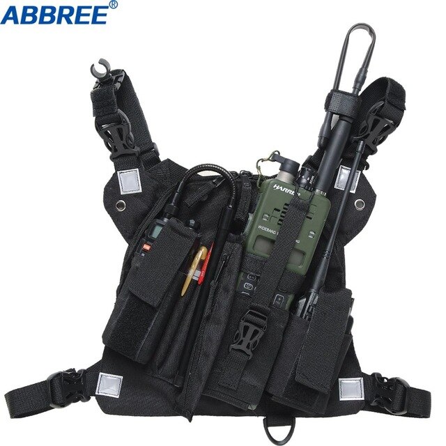 Abbree Radio Chest Harness Chest Front Pack Pouch Holster Vest Rig Chest Bag for Walkie Talkie Motorola Baofeng UV-5R TYT Wouxun: PT-09 PLUS