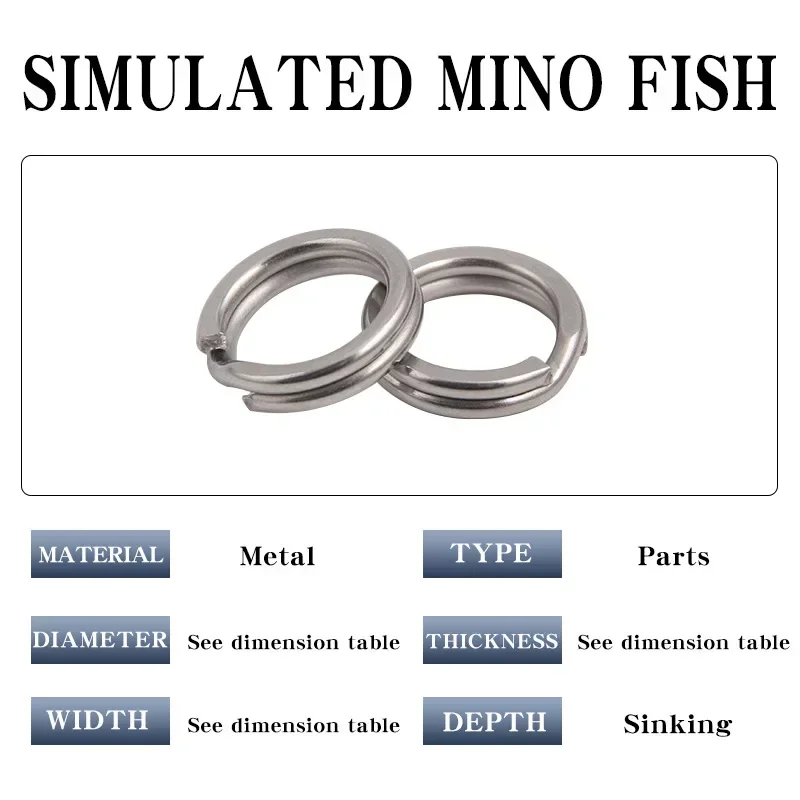 50pcs Split Ring Keyrings Strong Fishing Connectors Snap Rings Stainless Steel Key Chain Links Hooks
