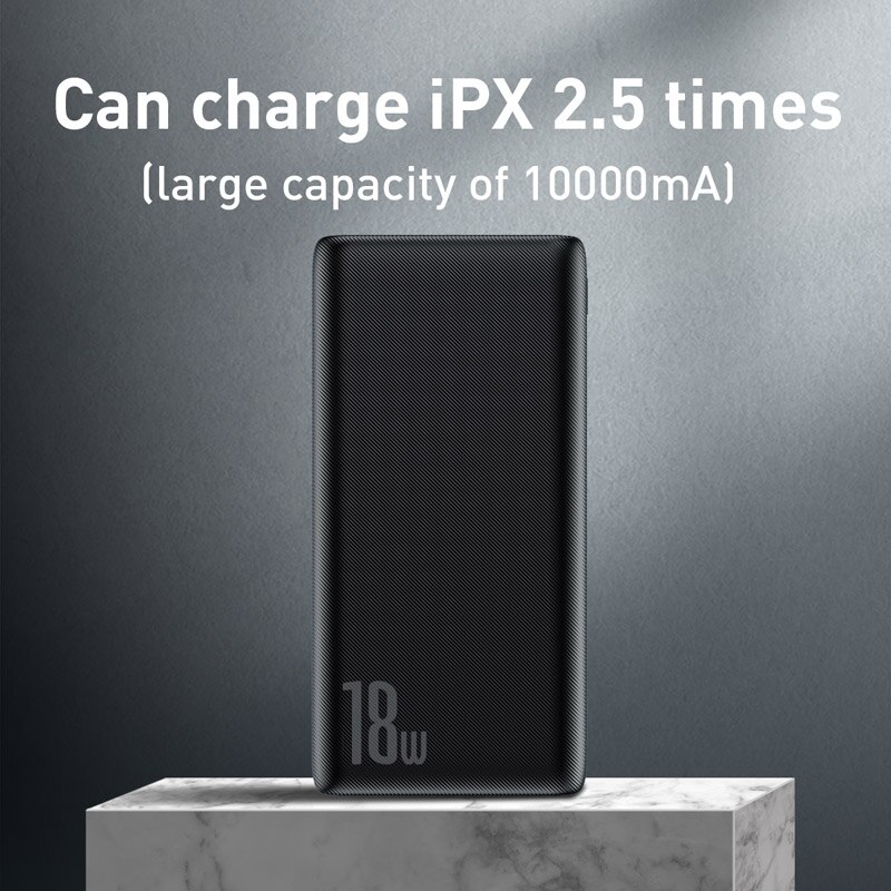 Baseus batterie de secours extra plate 10000mAh Charge Rapide 3.0 PD3.0 Pour iPhone11 Batterie Externe Chargeur Rapide de Téléphone Portable Pour Xiaomi Huawei