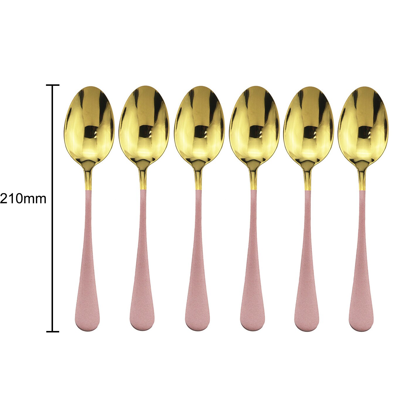 6pcs Dinnerware Pink Handle Gold Flatware Set 304 Stainless Steel Cutlery Set Dinner Knife Fork Spoon Hotel Tableware set: Pink Dinner Spoon