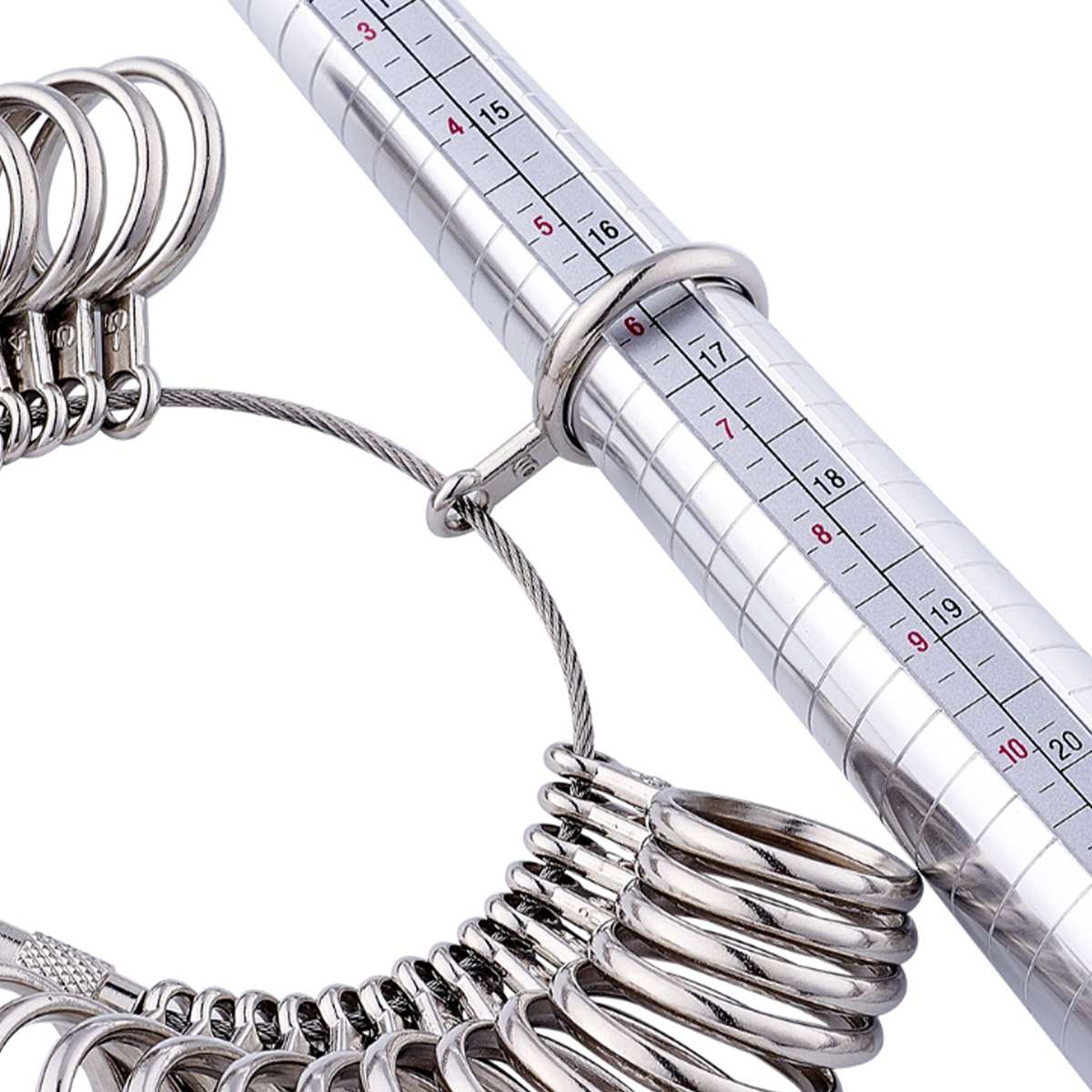 4Pcs/Set Jewelry Measuring Tool Set Ring Stick Standard Circle Sets Finger Gauge Rings Hammer Measuring Ring Ruler Tools Kit