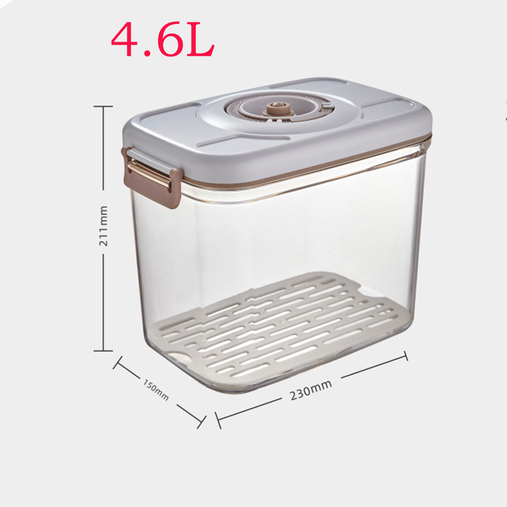 Vacuum Preservation Box with Pump Fruit Sealed Refrigerated Box Lunch Box food Moisture-proof Vacuum Storage Box with Drain: 4.6L