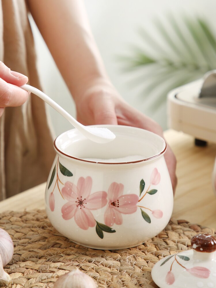 Stile giapponese di Ceramica di saldi Zucchero Pepe Miele Barattolo di Spezie shaker Condimento Accessori Da Cucina Scatola di Stoccaggio Spezia Vasetti di Bottiglia Cremagliera