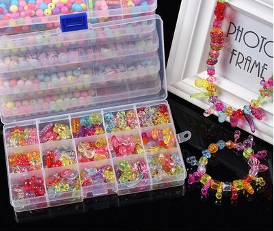 Plastik akryl perlesæt tilbehør gør-det-selv armbånd legetøj smykker fremstilling af børneperler sæt til børn: Puslespil 03