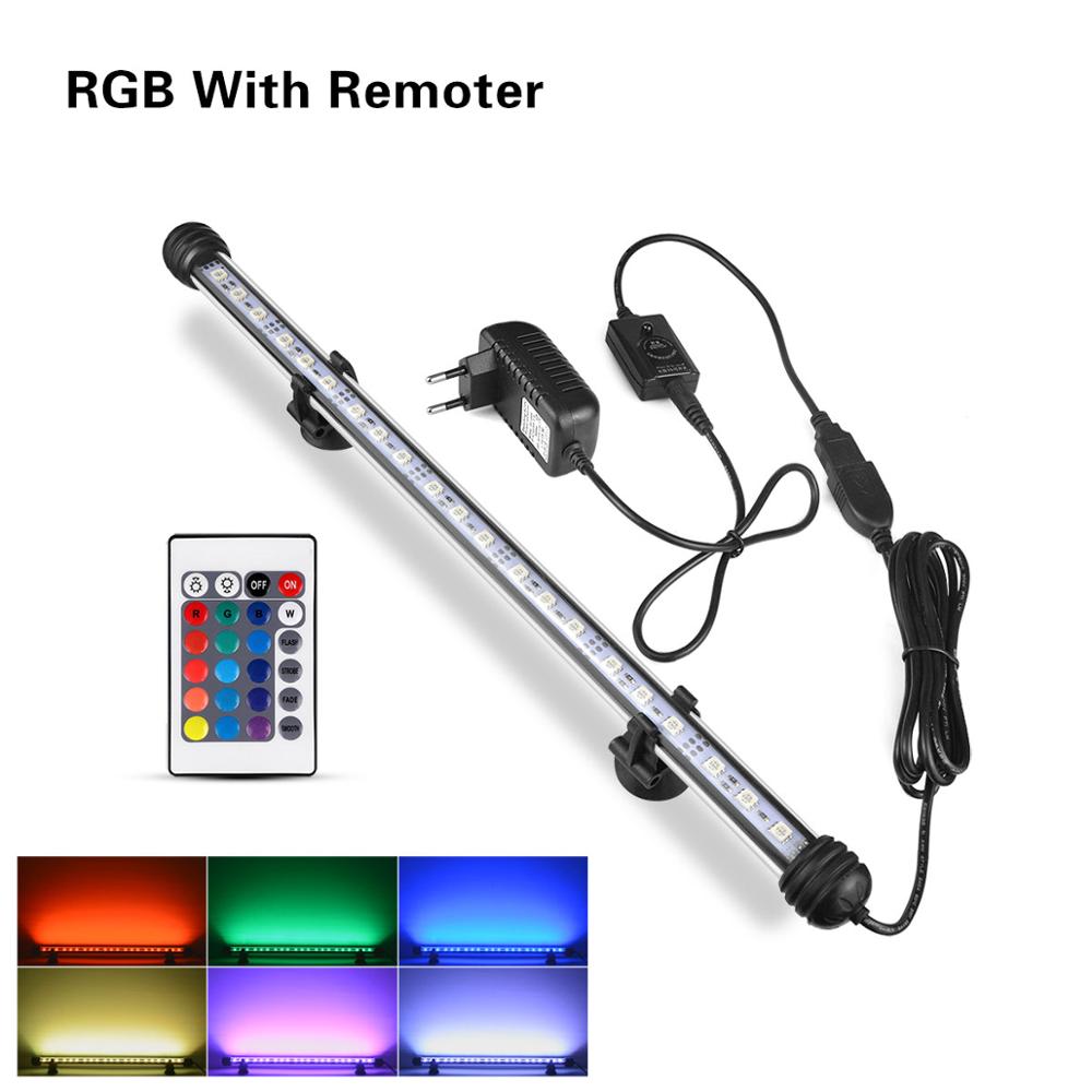 EU Plug Aquarium Light 19-49CM 5050 RGB LED Aquarium Lighting Fish Tank Submersible Light Lamp Waterproof Underwater LED Lights: RGB / 39CM