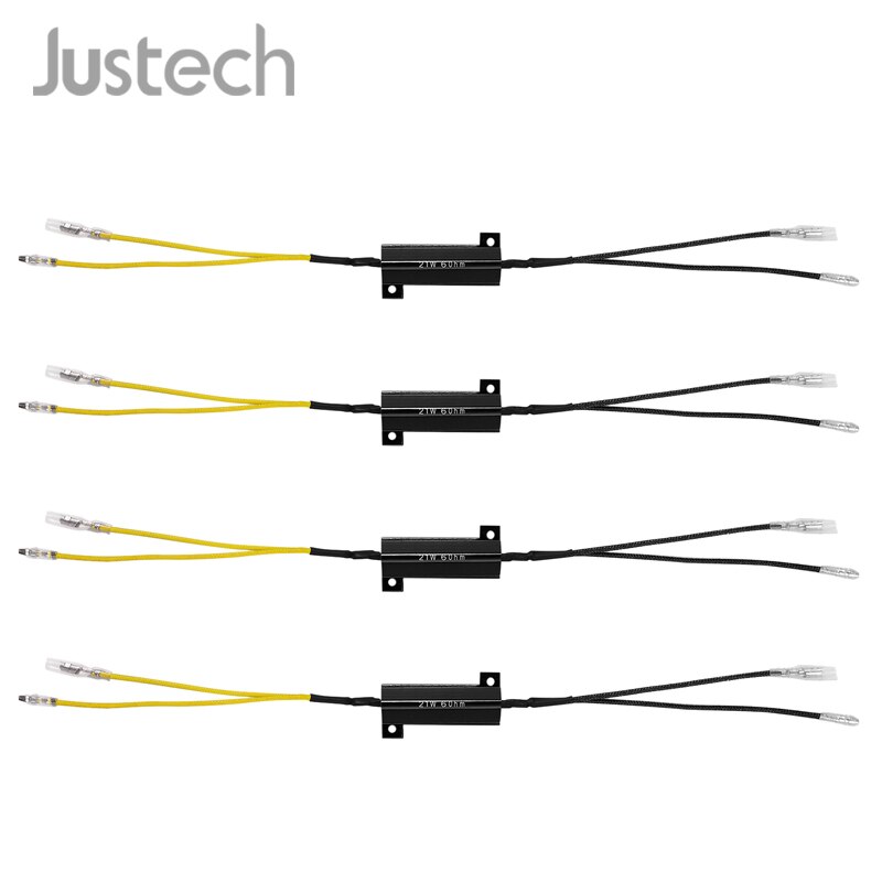 Justech 4Pcs Aluminium LED Indicator Resistor 21W 6.0Ohm Turn Signal Indicator LED Load Resistor Flash Blinker For Motorcycle