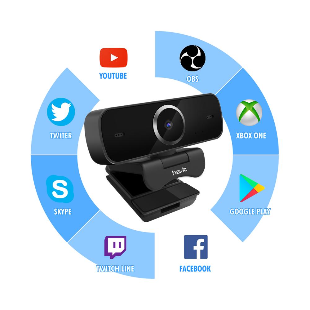 Havit HD zawodowiec kamera internetowa 1080P HD kamera internetowa era z wbudowanym mikrofon HD 1920*1080P USB wtyczka &wzmacniacz; bawić się kamera internetowa bezpłatny statyw