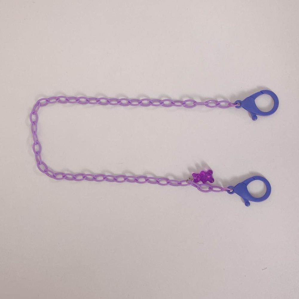 Neue Bunte Macaron Smily Anti-verloren Gesicht Abdeckung Lanyard Gläser Lanyard Gurt Acryl Halskette für Frauen Lange Kette Maske schmuck: purple bear