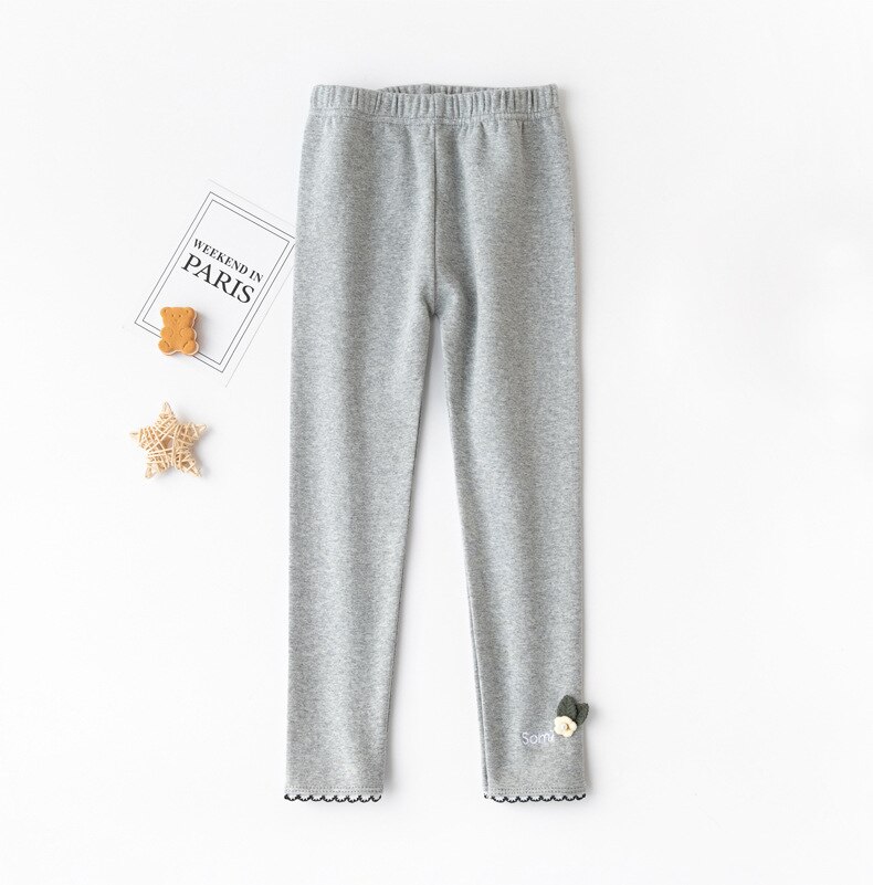 2022 Spring Autumn Casual Girl Pants Floral Full Length Girls Leggings: gray / 100(2-3T)