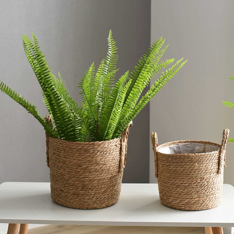 Nordic Extra Large Straw Flower Pot Rattan Storage Basket Potted Green Plant Flower Basket Hand-woven Floor Indoor Flower Pot