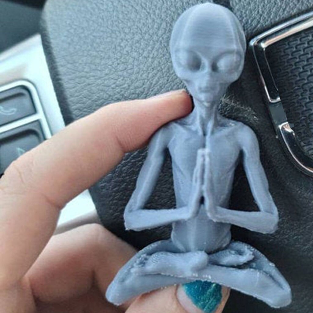 Sculpture de méditation mystérieuse ovni extraterrestre, Statue d&#39;ornement, Console d&#39;invité artistique de bureau en bois, décor de Table