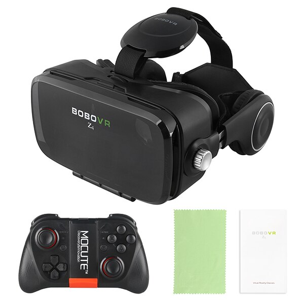 Offre spéciale! Google carton BOBOVR Z4 gafas realidad virtuel BOBO VR pour 4.7-6.2 pouces Smartphone + multifonction Bluetooth Gampad: black-050
