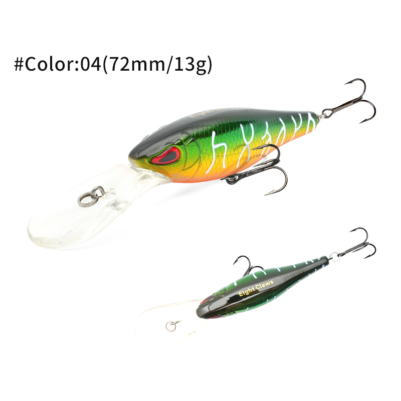 MSEASFREE Señuelo de pesca flotante Minnow, cebo duro Artificial, sonajero de 72mm y 13g, Wobblers de agua dulce para Lucio, aparejos de pesca: Gris claro