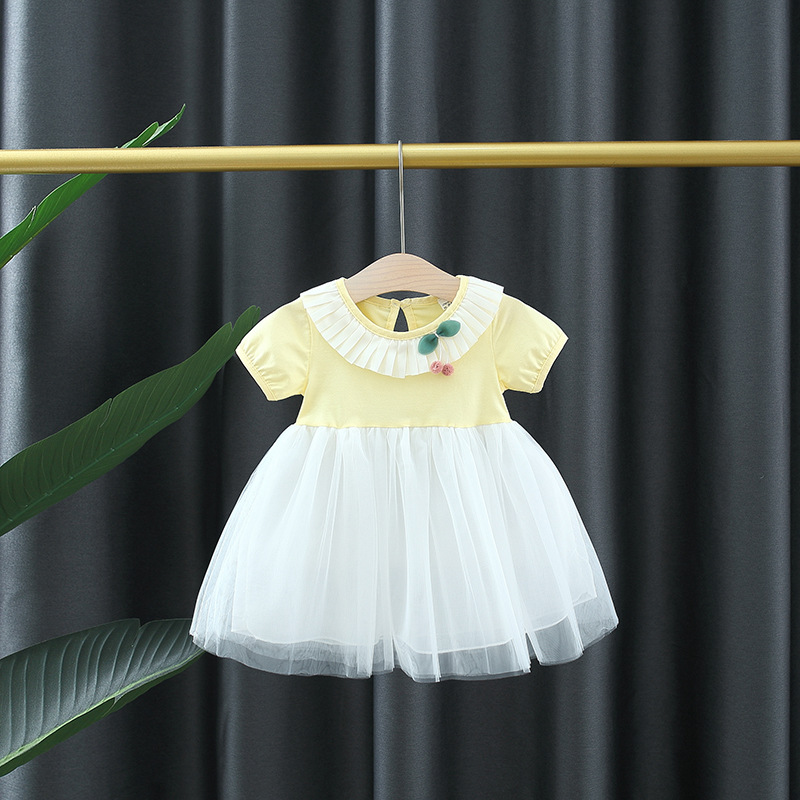Babzapleume abiti estivi per bambini abiti da principessa per neonato a maniche corte in cotone a rete carino abiti per neonate 157: A / 10(12-24M)