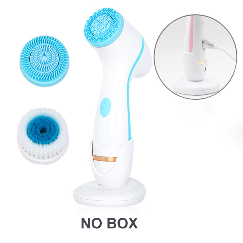 3 In 1 Electric Cleansing Brush Sonic Rotating Cleansing Brush Galvanic Facial Spa System Deeply Clean and Remove Blackheads: army green
