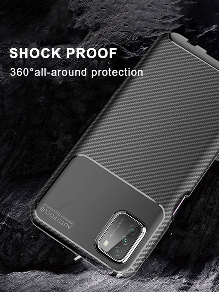 For Xiaomi Mi POCO M3 Case Ebaicase Original Carbon Fiber Soft TPU Shockproof Cover For Xiaomi Mi POCO X3 NFC Pocophone M3 Case