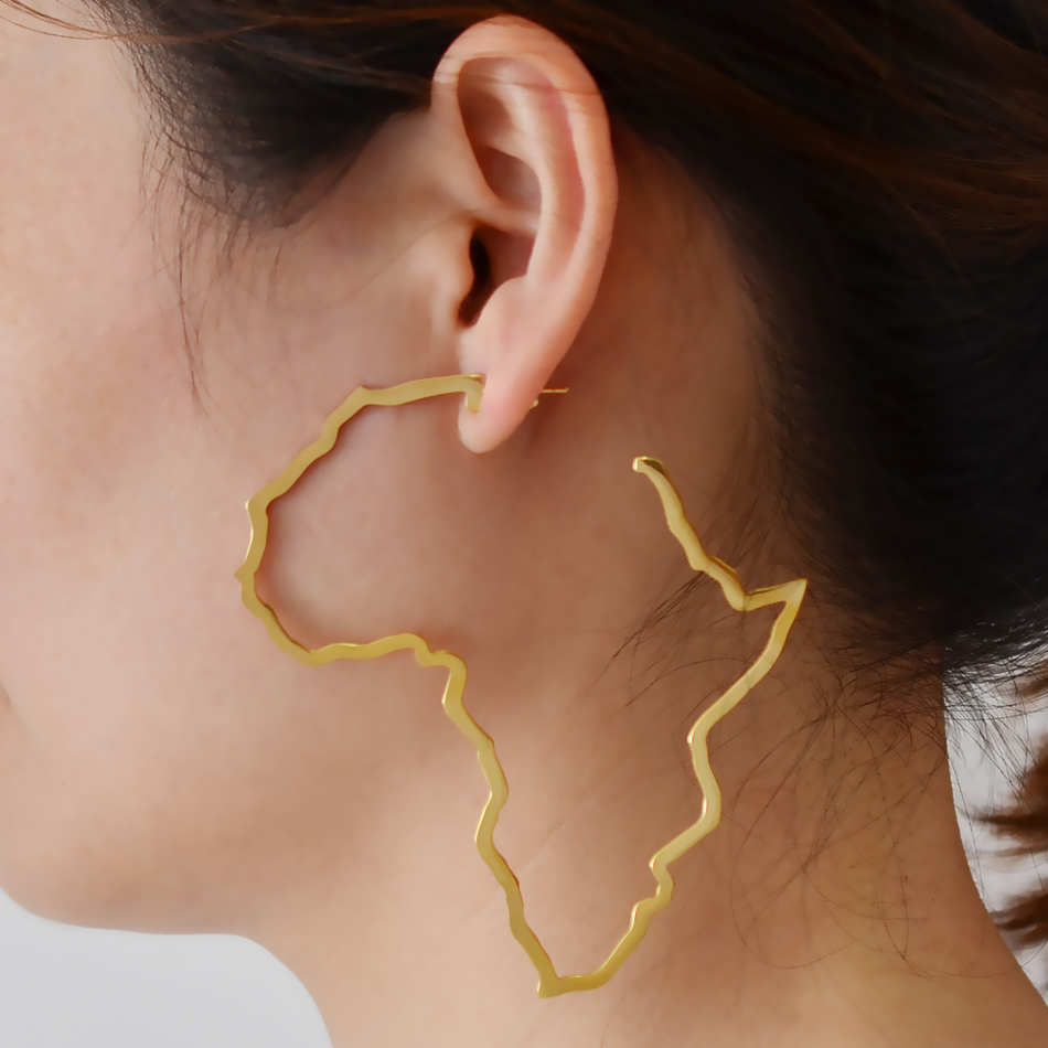 7CM/9CM Outline Africa Map Big Earrings Exaggerate Earring African Jewelry Traditional Ethnic Hyperbole Earrings #201121