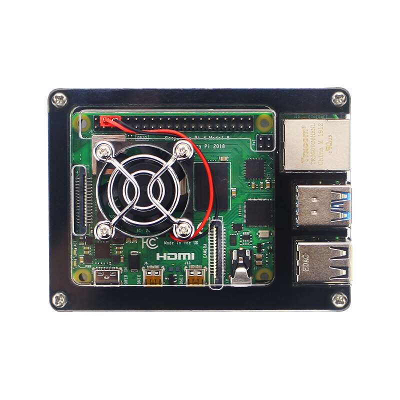 9 Layer Acrylic Case for Raspberry Pi 4 Model B Transparent Black Shell with Cooling Fan Protect Cover for Raspberry Pi 4 4B