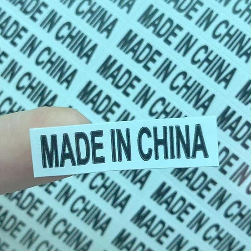 6 Soorten Made In China Stickers Zilver Label Met Zwarte Print Alfabet Land Van Herkomst Sticker Transparante Etiketten