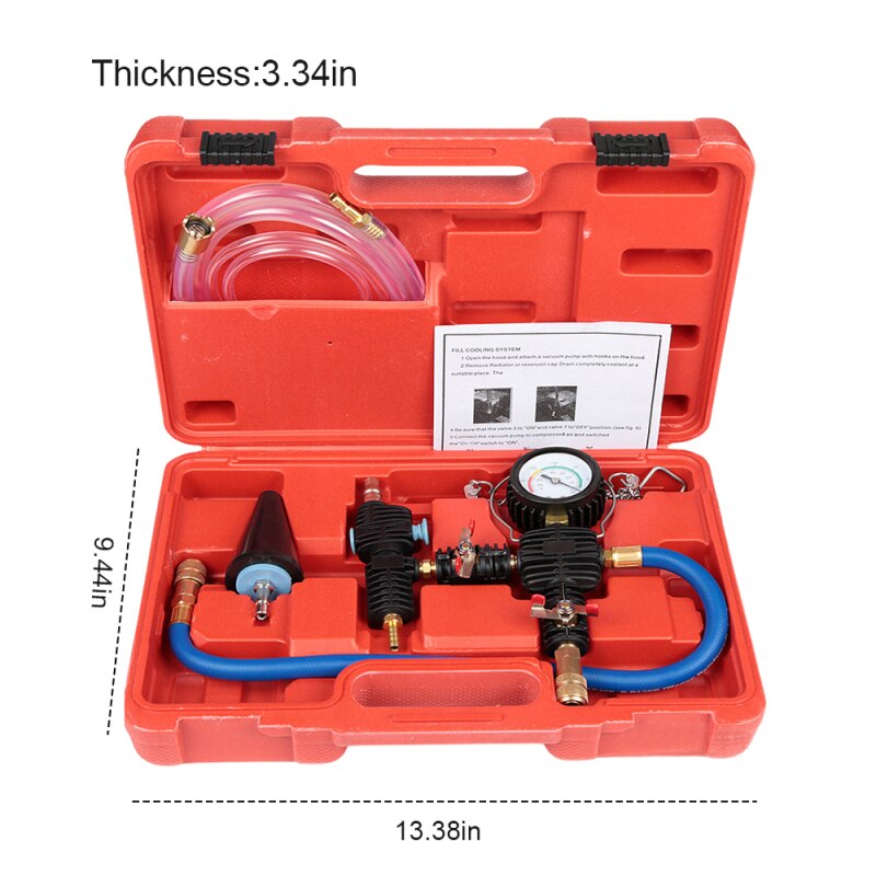 Sistema de refrigeración, Kit de herramientas de recarga de refrigerante, tanque de agua para coche Universal, juego de relleno neumático anticongelante con carcasa adaptadora, manguera