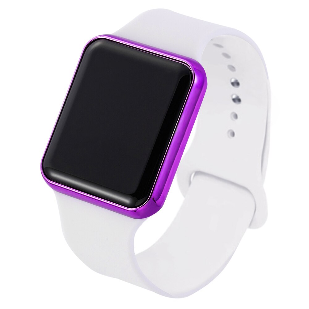 Kvinder mænd unisex sport led digitalt armbåndsur silikonerem elektroniske ure ure relogio feminino: Hvid lilla