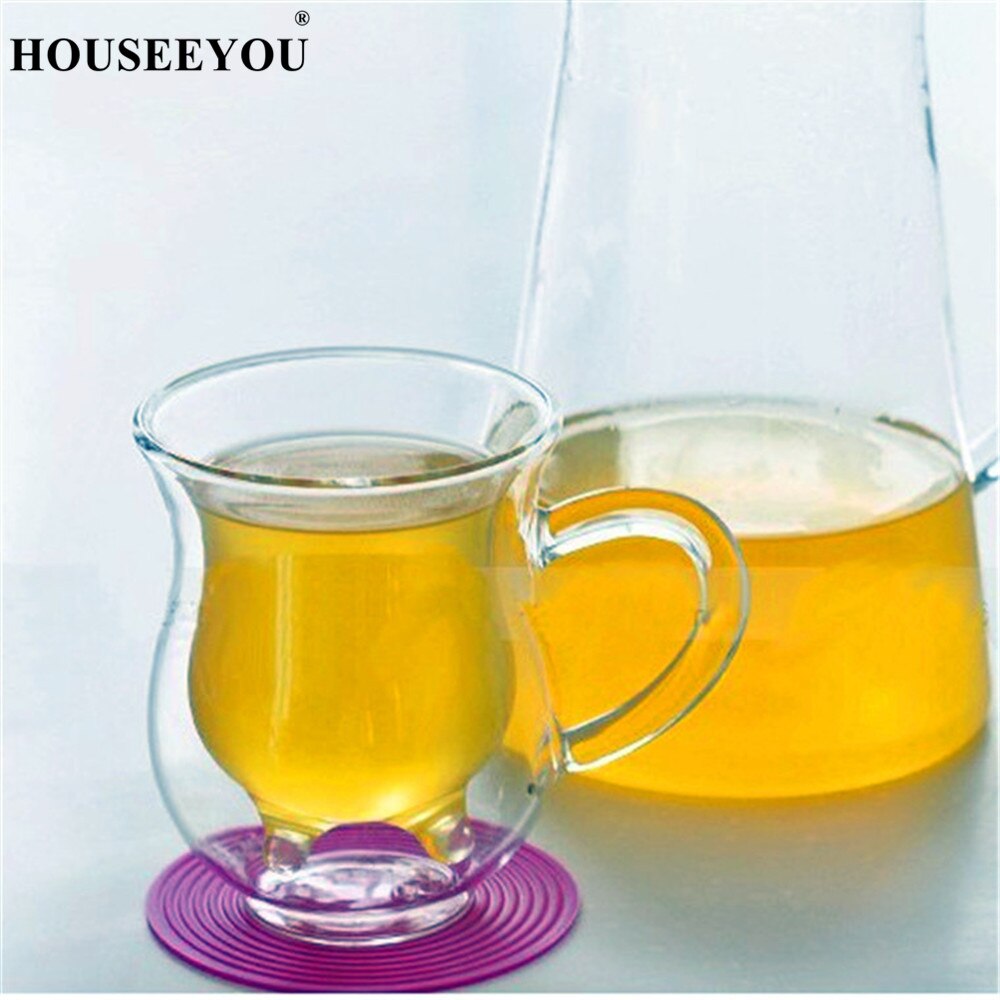Houseeyou ko yver formet juice kande klar vin øl krus kop termoruder håndtag glas innovativ mælk creamer kaffe