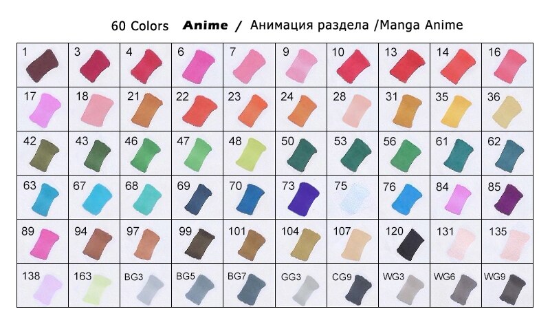 Touchfive Markers 12/24/30/40/60 80/168 Colors For Draw/Sketching/Alcohol/Dual Tip/Marker Sketchbook Artist Supples: 60 Anime Set