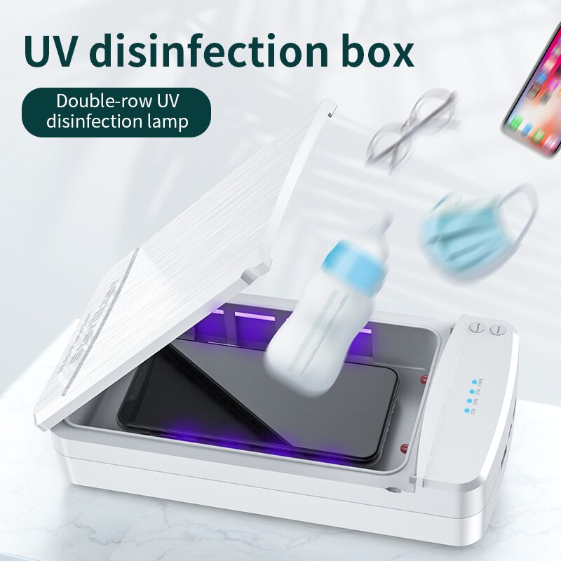 Multifunctionele Telefoon Sterilisator Make-Up Tool Uv Desinfectie Doos Withusb Charger Draagbare Sanitizer Case Uv Mobiele Telefoon Schoner